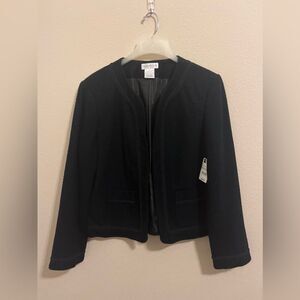 Worthington black tweed blazer with fringe detail size: 12